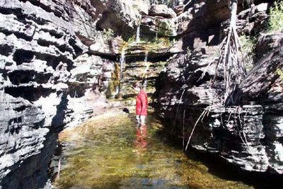 Emily in a high gorge, photo R Willis