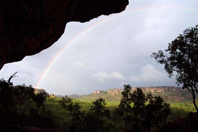 Rainbow, view from cave