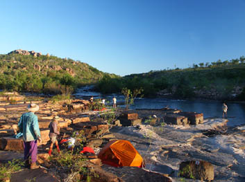 Campsite above Twin Falls. We have to camp at least two kilometres further upstream once the 4WD track opens.