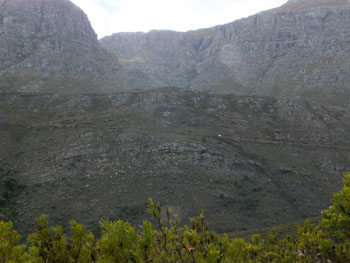 Bainskloof Pass, the white dot near the centre is a truck