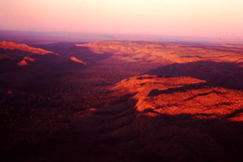 Aerial view of the Carson Escarpment at sunrise