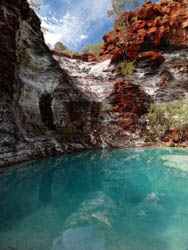 Blue Pool. The amazing coloour of the water never ceases to amaze us. In April, it's a good place for a swim.