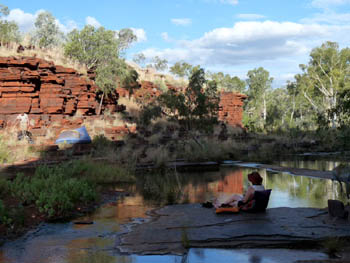 Secluded bush camp, Karijini National Park. Car campers never get to enjoy campsites like this.