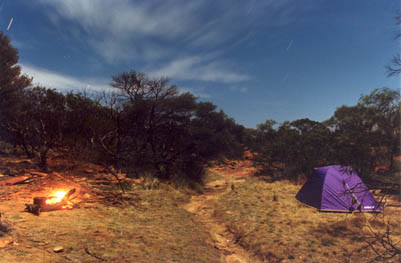 Moonlit campsite near Circular Valley