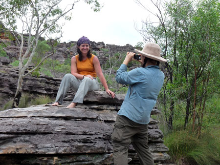 Posing for a photo, upper Baroalba Creek, Kakadu New Year
