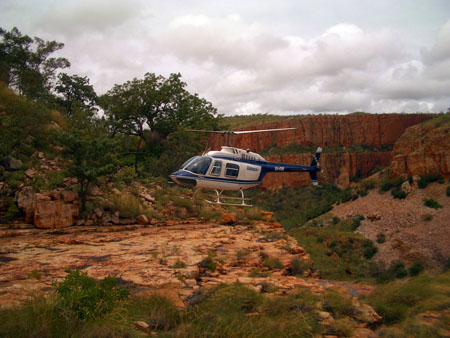 Helicopter landing in the Cockburn Range