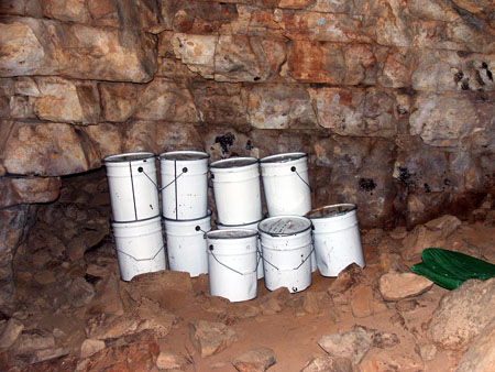 Food drop drums in a Kakadu cave