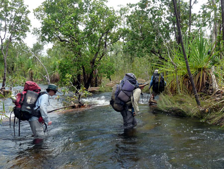 Wading across a Kakadu creek, January